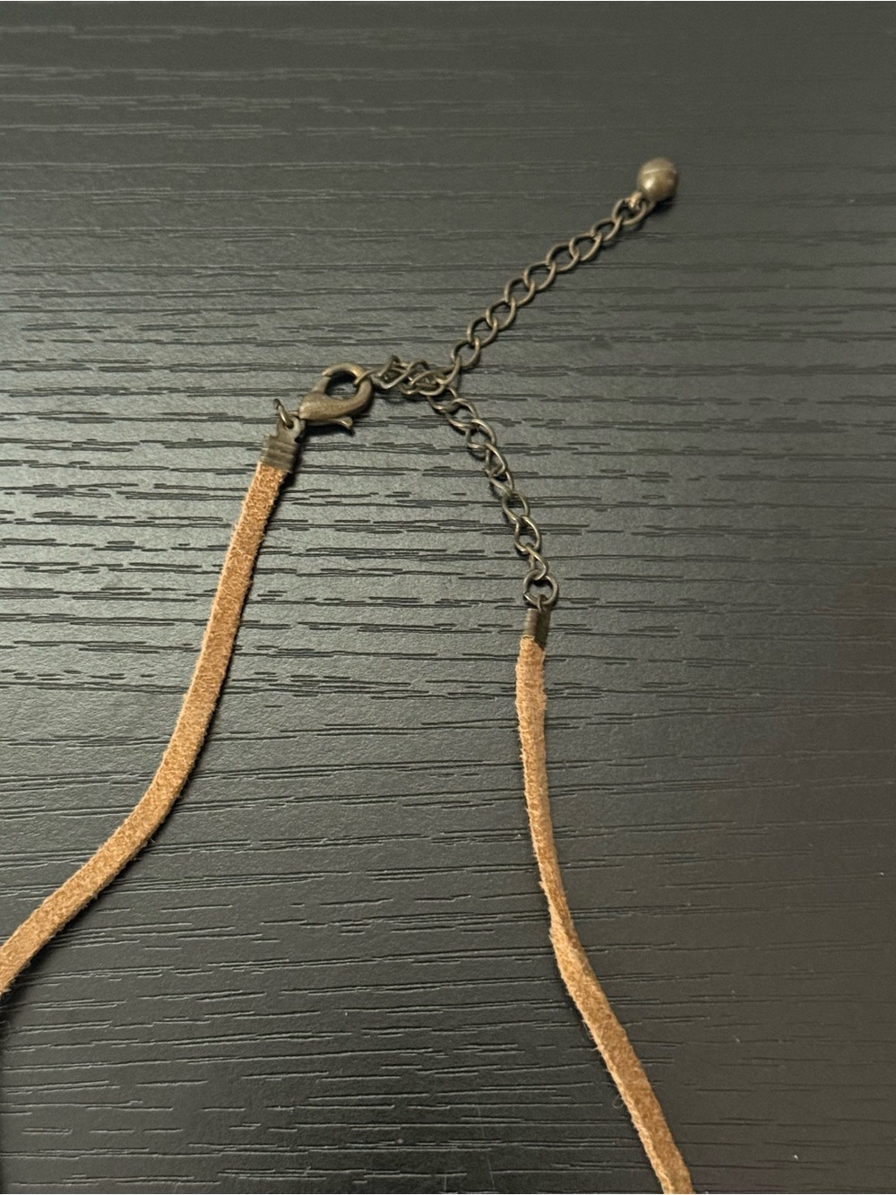Bohemian Style Necklace w/Bronze Toned Ornate Swirling Medallion on Suede Cord - Picture 4 of 8